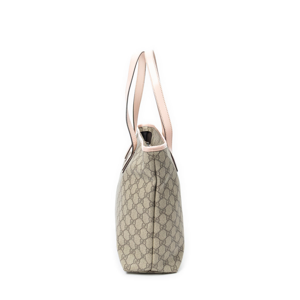 Shoulder Bag Large Zip Shopping Tote Beige Supreme Coated Canvas