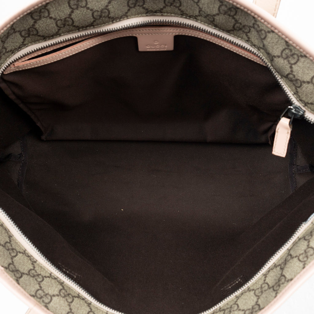 Shoulder Bag Large Zip Shopping Tote Beige Supreme Coated Canvas
