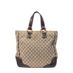 Shoulder Bag Bamboo Horsebit Tote Beige Monogrammed Canvas
