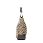 Shoulder Bag Bamboo Horsebit Tote Beige Monogrammed Canvas
