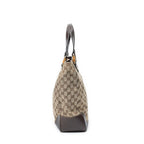 Shoulder Bag Bamboo Horsebit Tote Beige Monogrammed Canvas