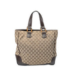 Shoulder Bag Bamboo Horsebit Tote Beige Monogrammed Canvas
