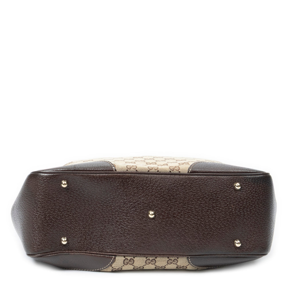 Shoulder Bag Bamboo Horsebit Tote Beige Monogrammed Canvas