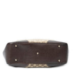 Shoulder Bag Bamboo Horsebit Tote Beige Monogrammed Canvas