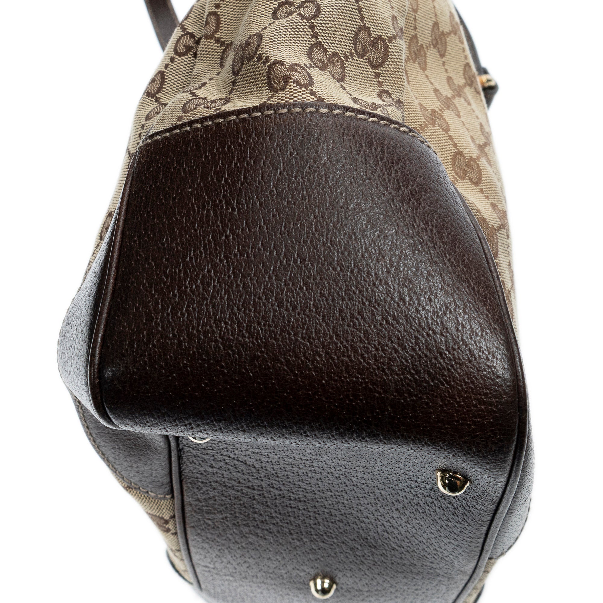 Shoulder Bag Bamboo Horsebit Tote Beige Monogrammed Canvas