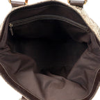 Shoulder Bag Bamboo Horsebit Tote Beige Monogrammed Canvas