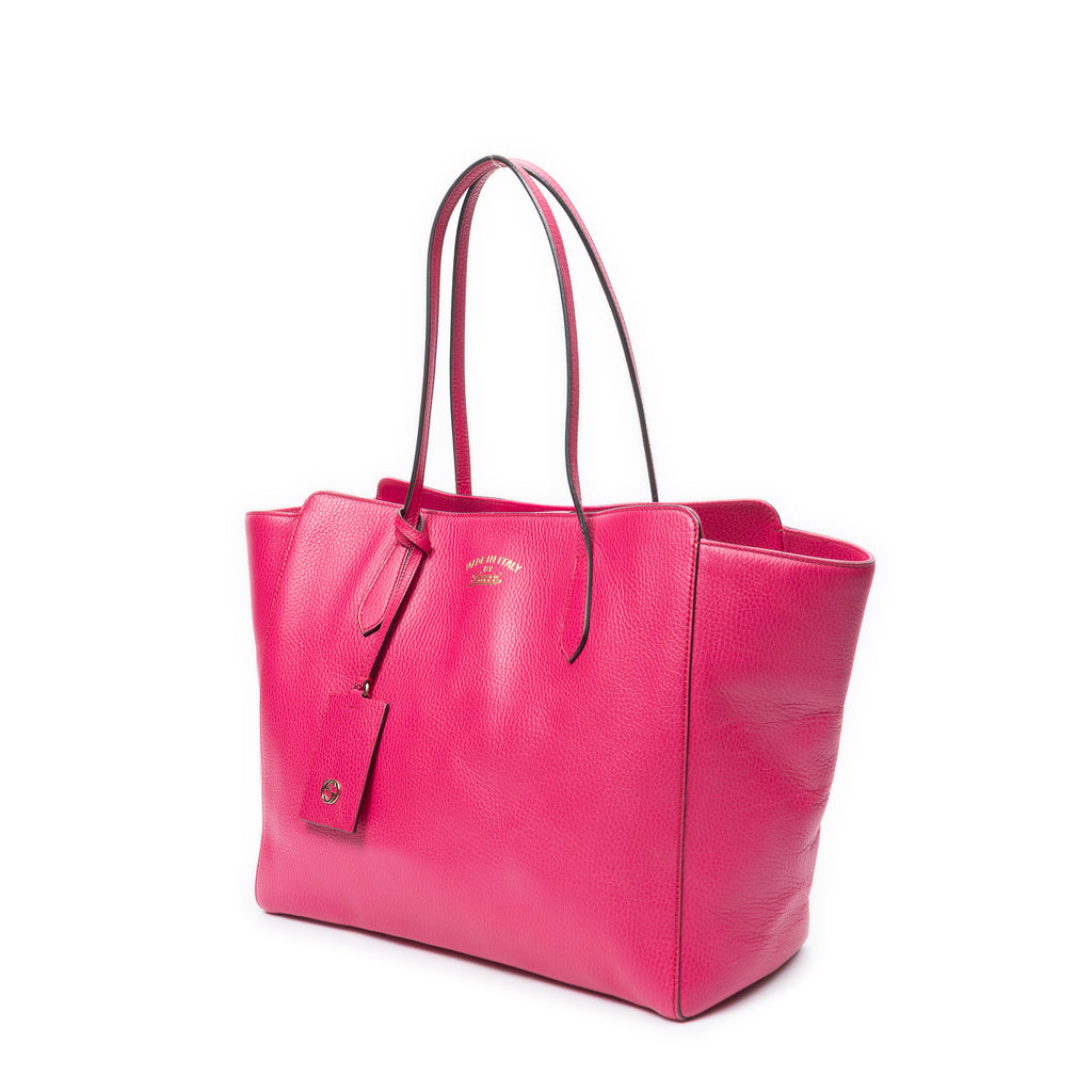 Shoulder Bag Medium Swing Tote Pink Grained Calfskin Leather