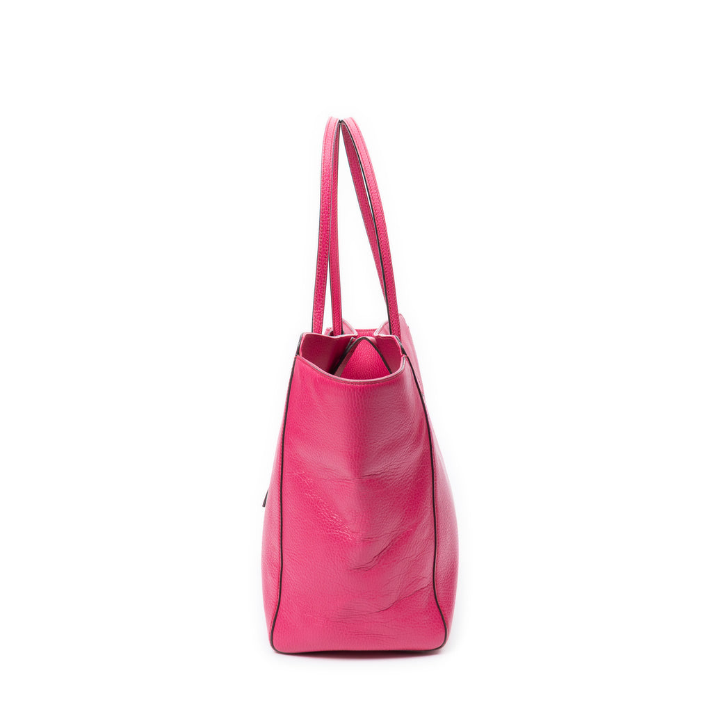 Shoulder Bag Medium Swing Tote Pink Grained Calfskin Leather