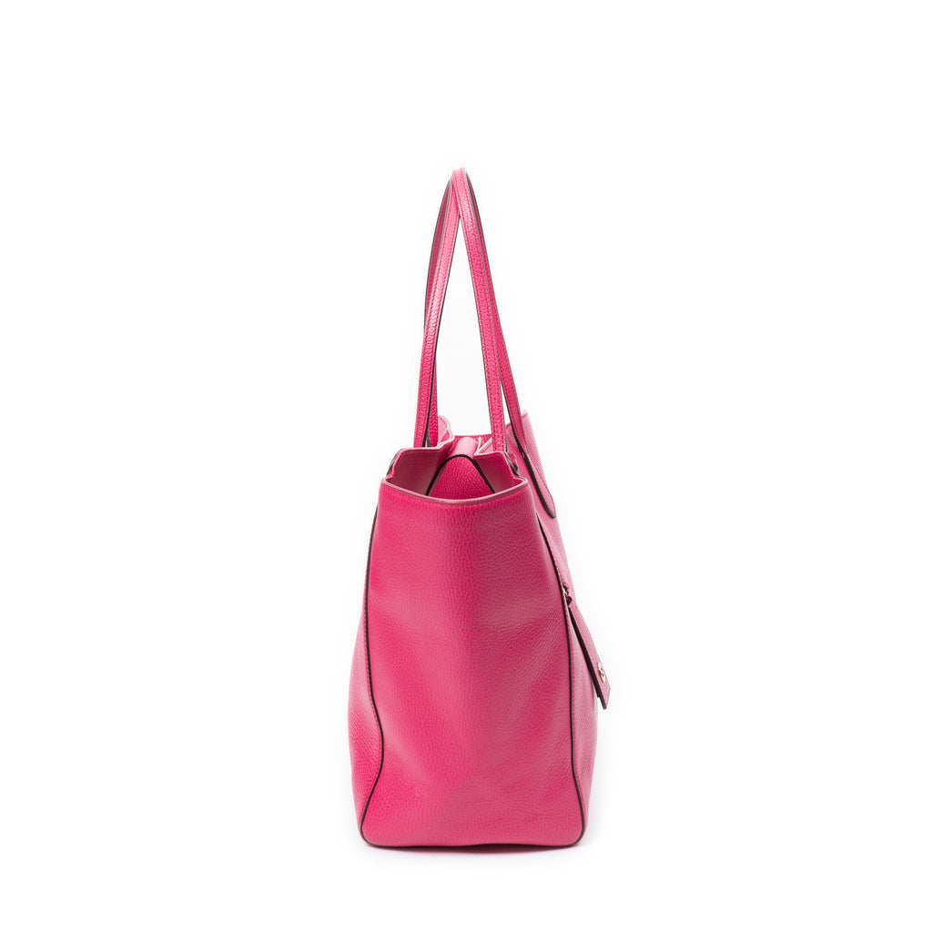 Shoulder Bag Medium Swing Tote Pink Grained Calfskin Leather