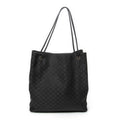 Shoulder Bag Drawstring Vertical Tote Black Monogrammed Nylon Canvas