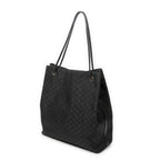 Shoulder Bag Drawstring Vertical Tote Black Monogrammed Nylon Canvas