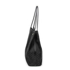 Shoulder Bag Drawstring Vertical Tote Black Monogrammed Nylon Canvas