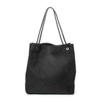 Shoulder Bag Drawstring Vertical Tote Black Monogrammed Nylon Canvas