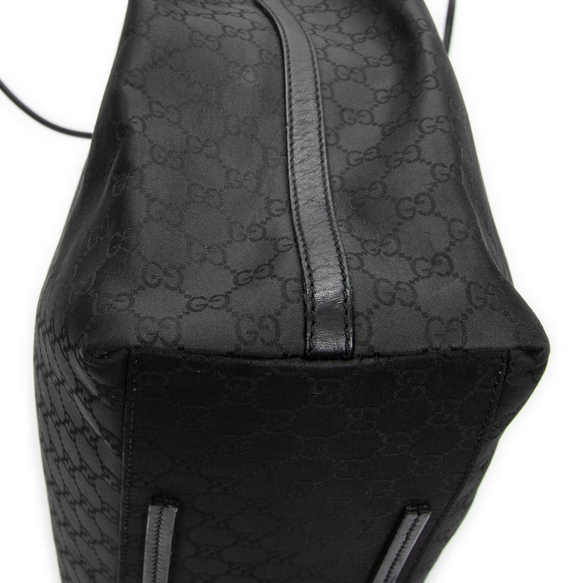 Shoulder Bag Drawstring Vertical Tote Black Monogrammed Nylon Canvas