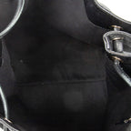 Bolso de hombro con cordón, tote vertical, lona de nailon monogramada negra