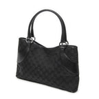 Sac bandoulière horizontal cabas en jacquard Toile monogrammée noire