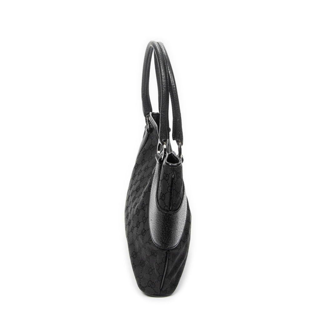 Sac bandoulière horizontal cabas en jacquard Toile monogrammée noire