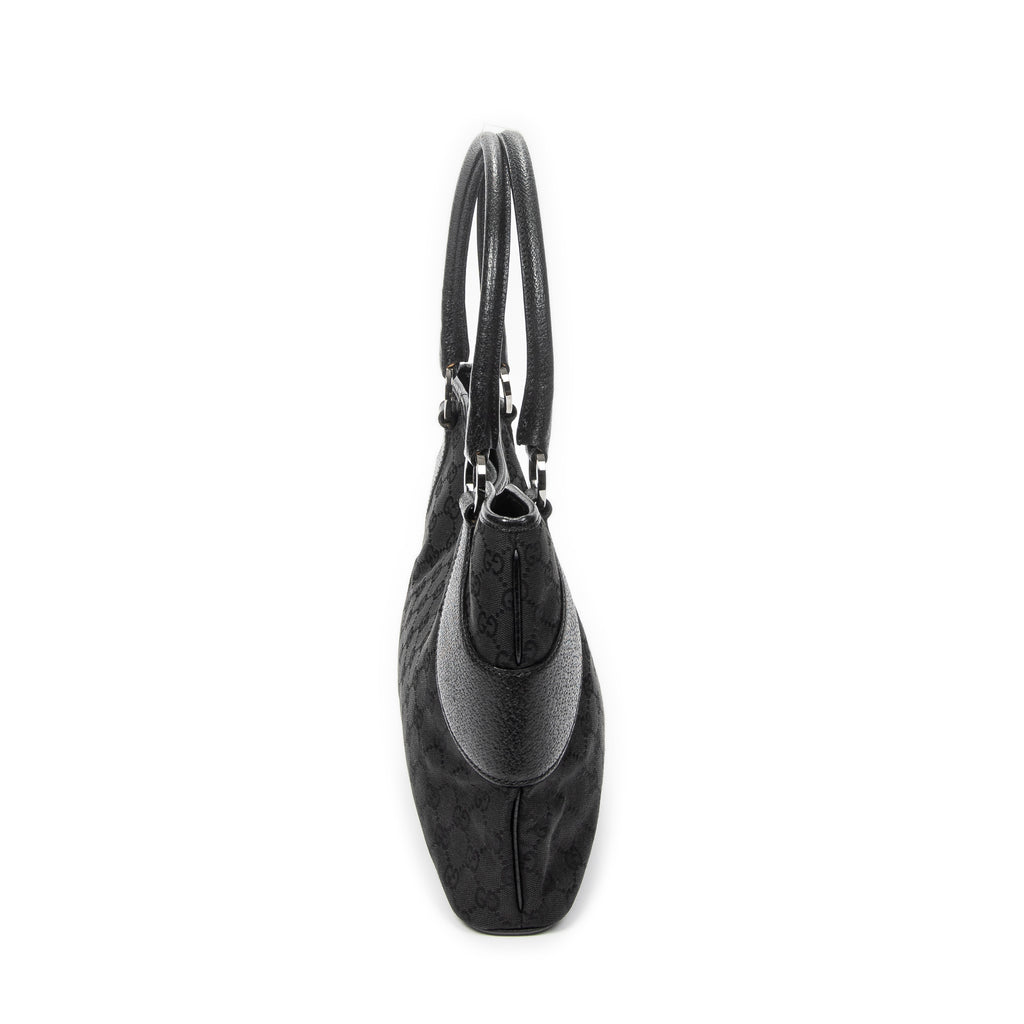 Sac bandoulière horizontal cabas en jacquard Toile monogrammée noire