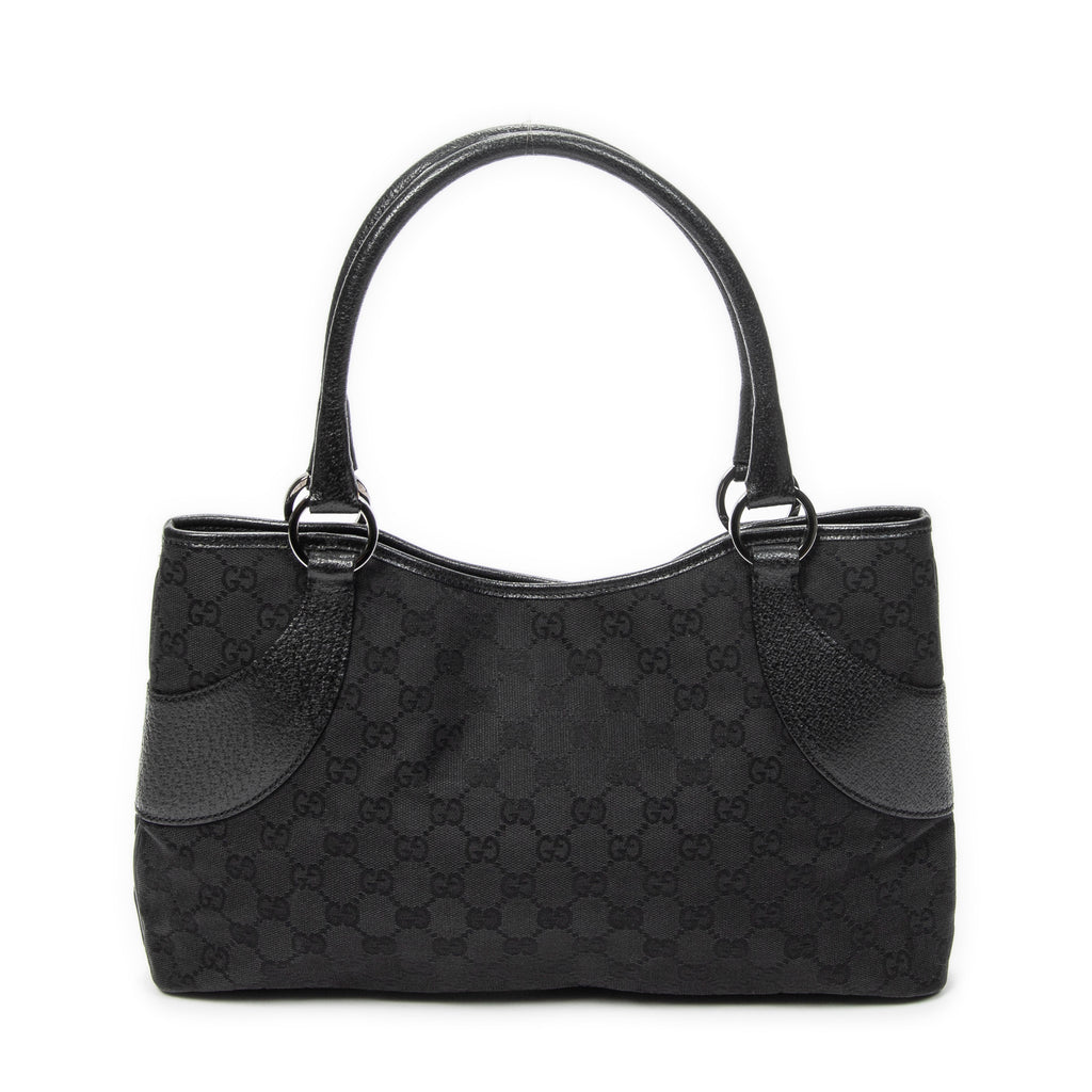 Sac bandoulière horizontal cabas en jacquard Toile monogrammée noire
