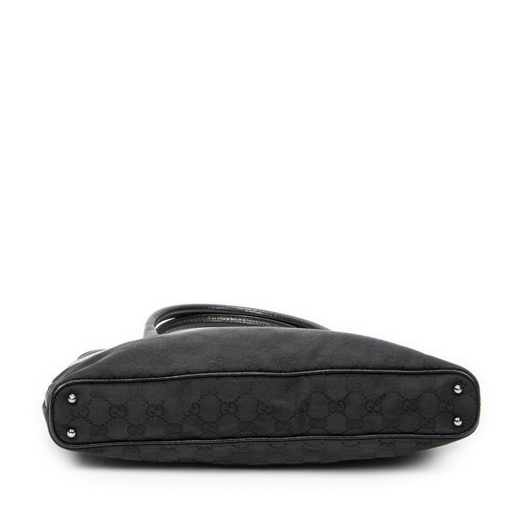 Sac bandoulière horizontal cabas en jacquard Toile monogrammée noire