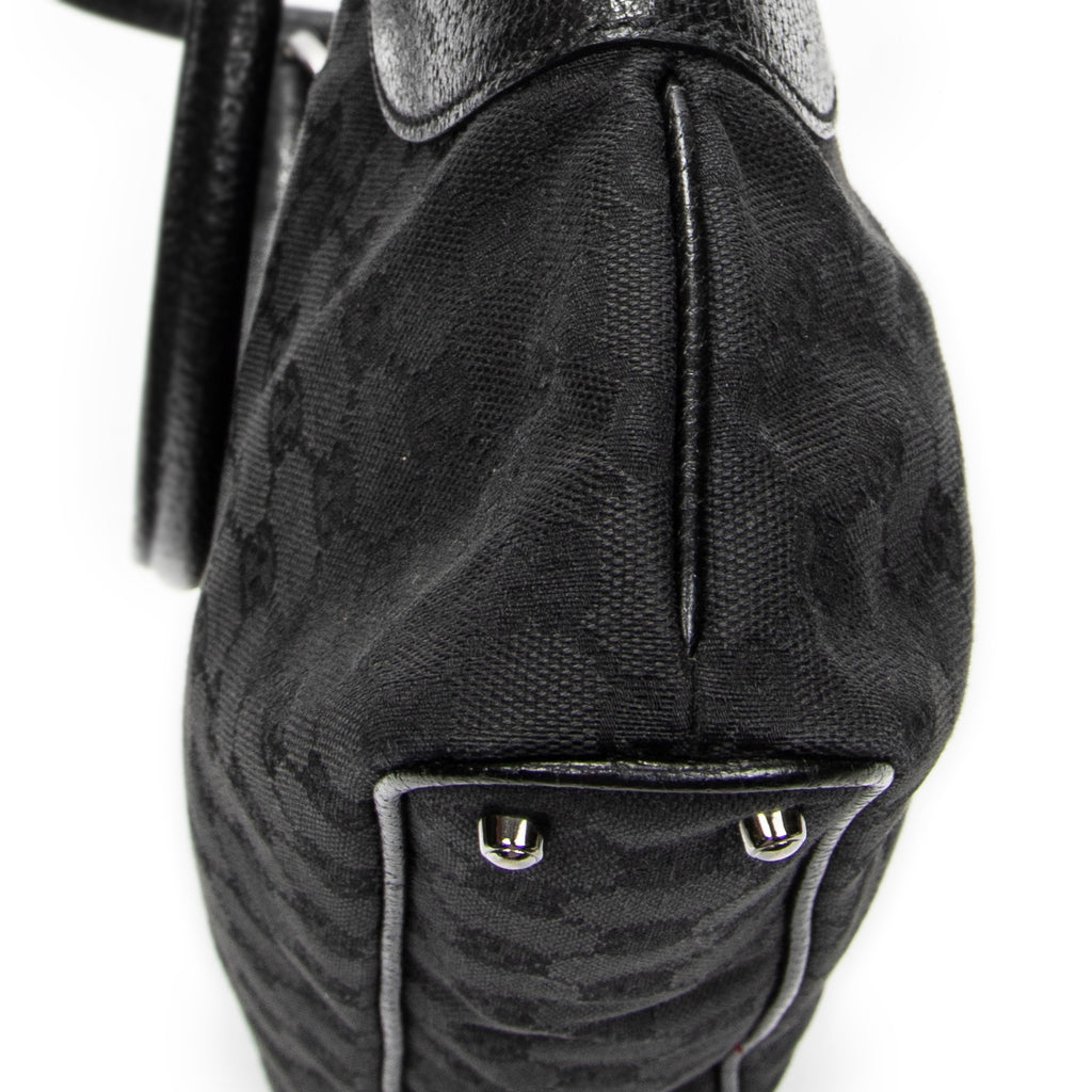 Sac bandoulière horizontal cabas en jacquard Toile monogrammée noire