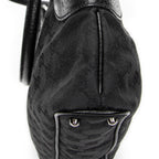 Sac bandoulière horizontal cabas en jacquard Toile monogrammée noire