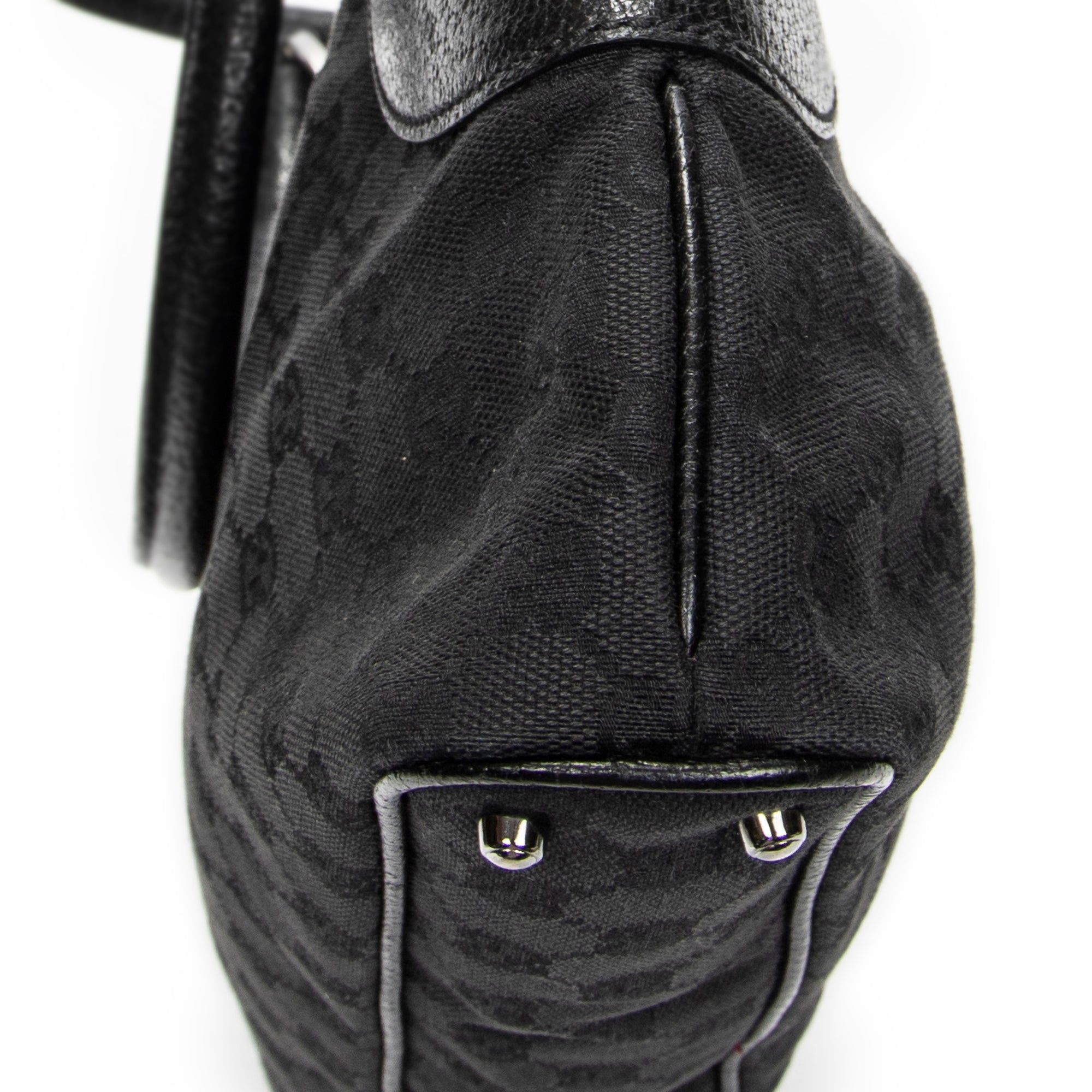 Sac bandoulière horizontal cabas en jacquard Toile monogrammée noire