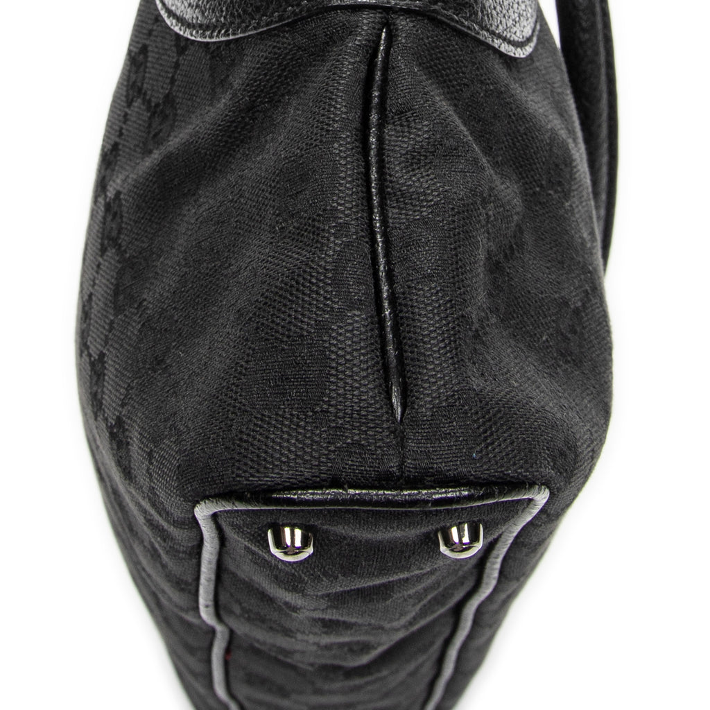 Sac bandoulière horizontal cabas en jacquard Toile monogrammée noire