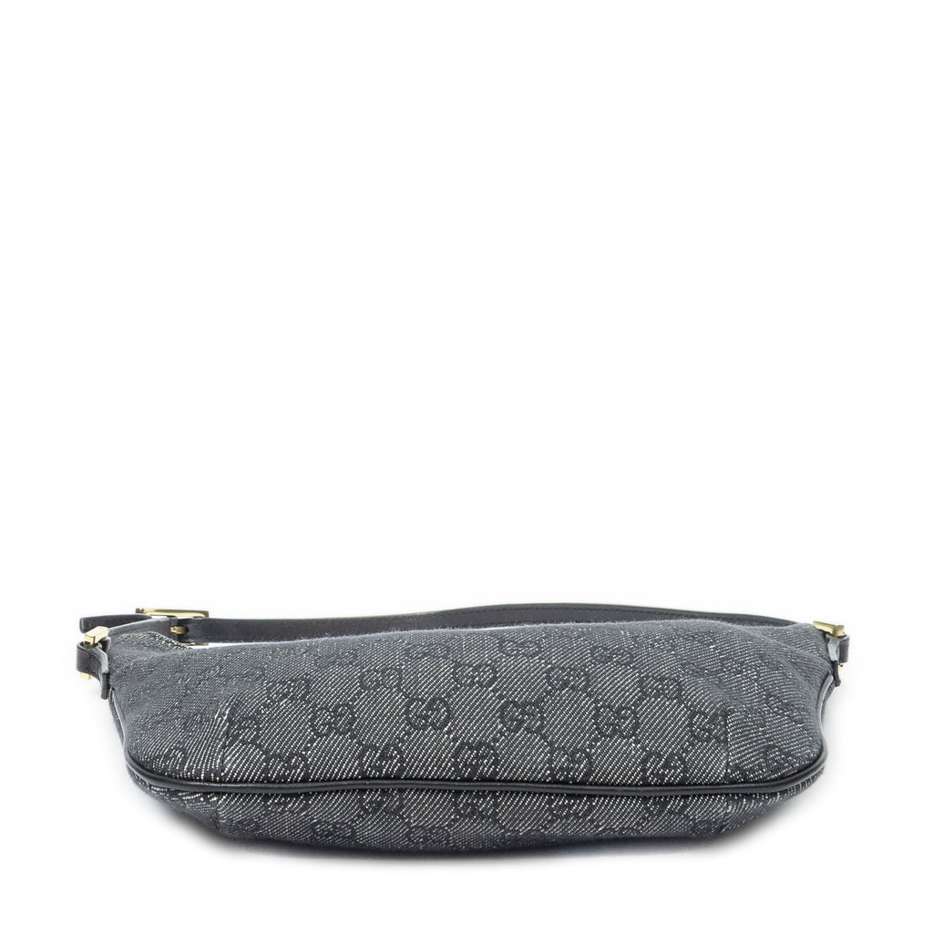 Shoulder Bag Pochette Hobo Black Monogrammed Denim Canvas