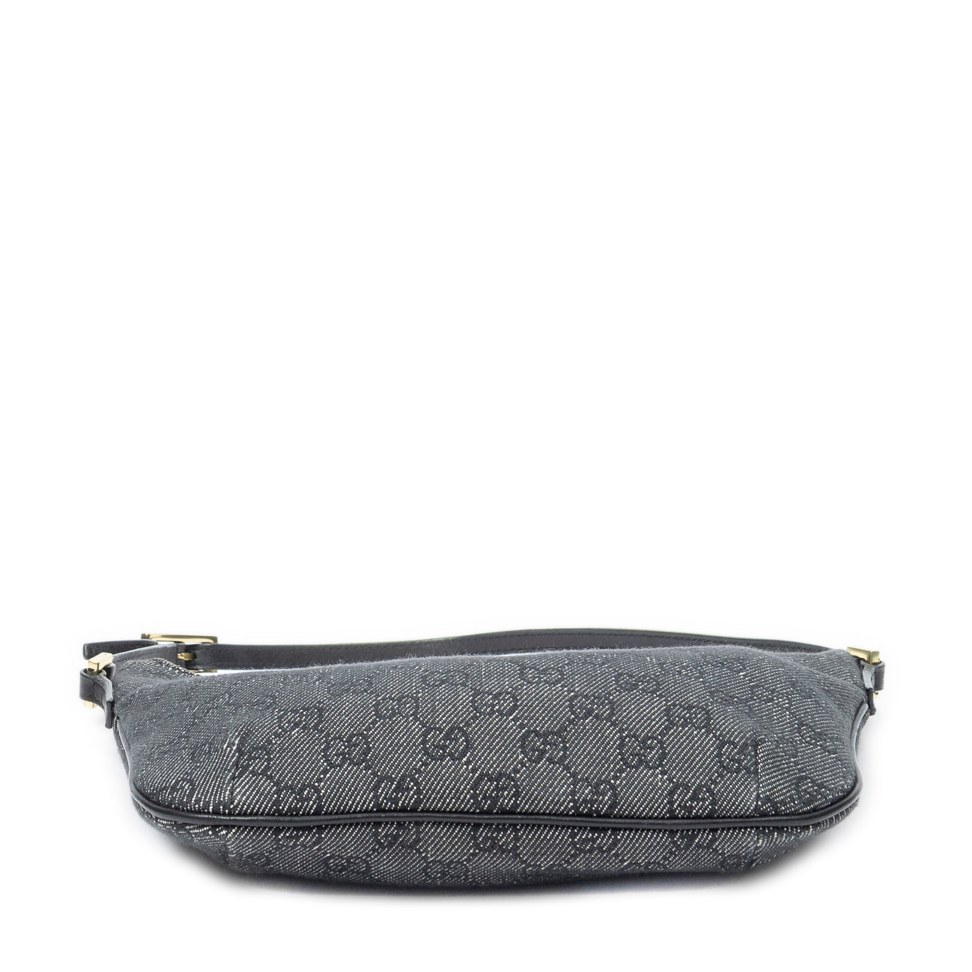 Shoulder Bag Pochette Hobo Black Monogrammed Denim Canvas