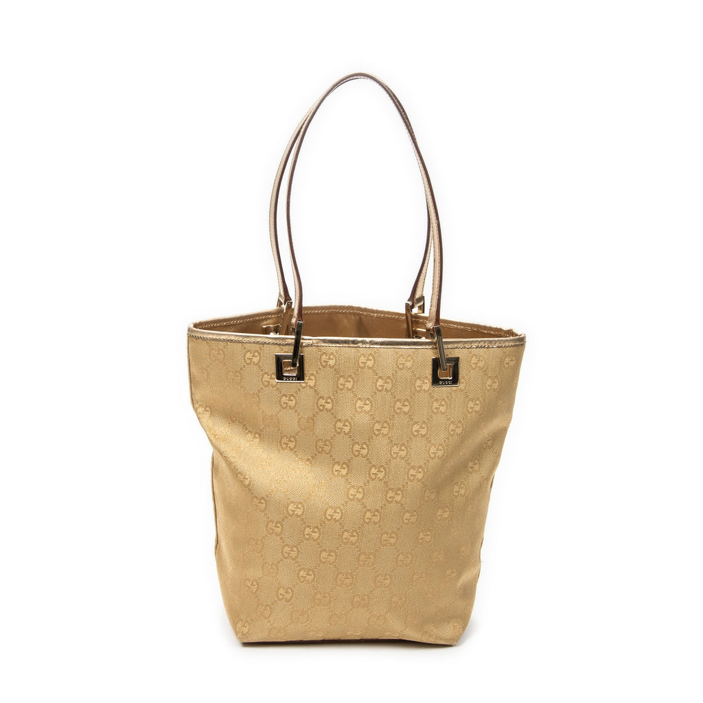 Shoulder Bag Small Bucket Tote Bronze Monogrammed Canvas