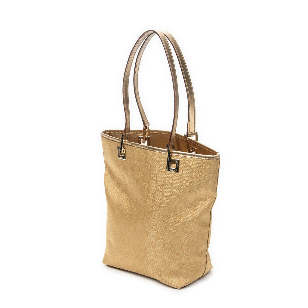 Shoulder Bag Small Bucket Tote Bronze Monogrammed Canvas