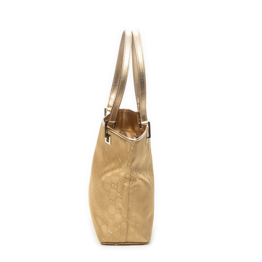 Shoulder Bag Small Bucket Tote Bronze Monogrammed Canvas