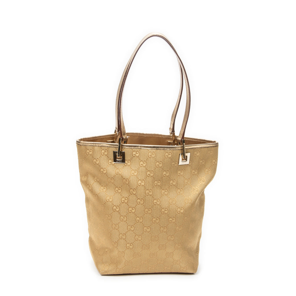 Shoulder Bag Small Bucket Tote Bronze Monogrammed Canvas