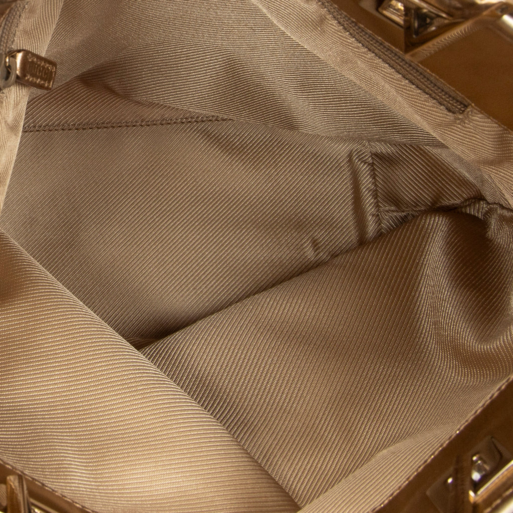 Shoulder Bag Small Bucket Tote Bronze Monogrammed Canvas
