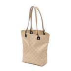 Shoulder Bag Bucket Tote Beige Monogrammed Canvas