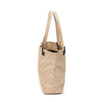 Shoulder Bag Bucket Tote Beige Monogrammed Canvas