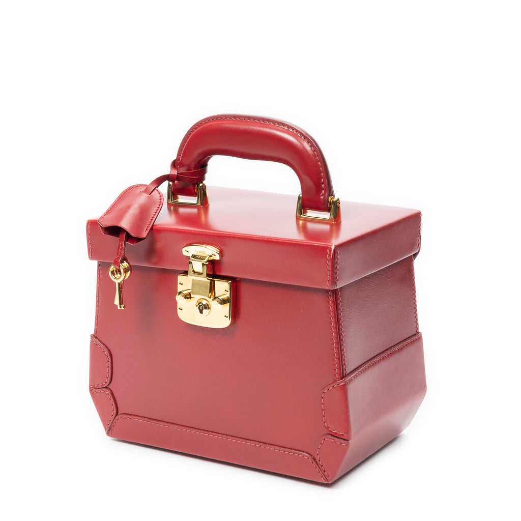 Handbag Lady Lock Vanity Bag Red Smooth Calfskin Leather