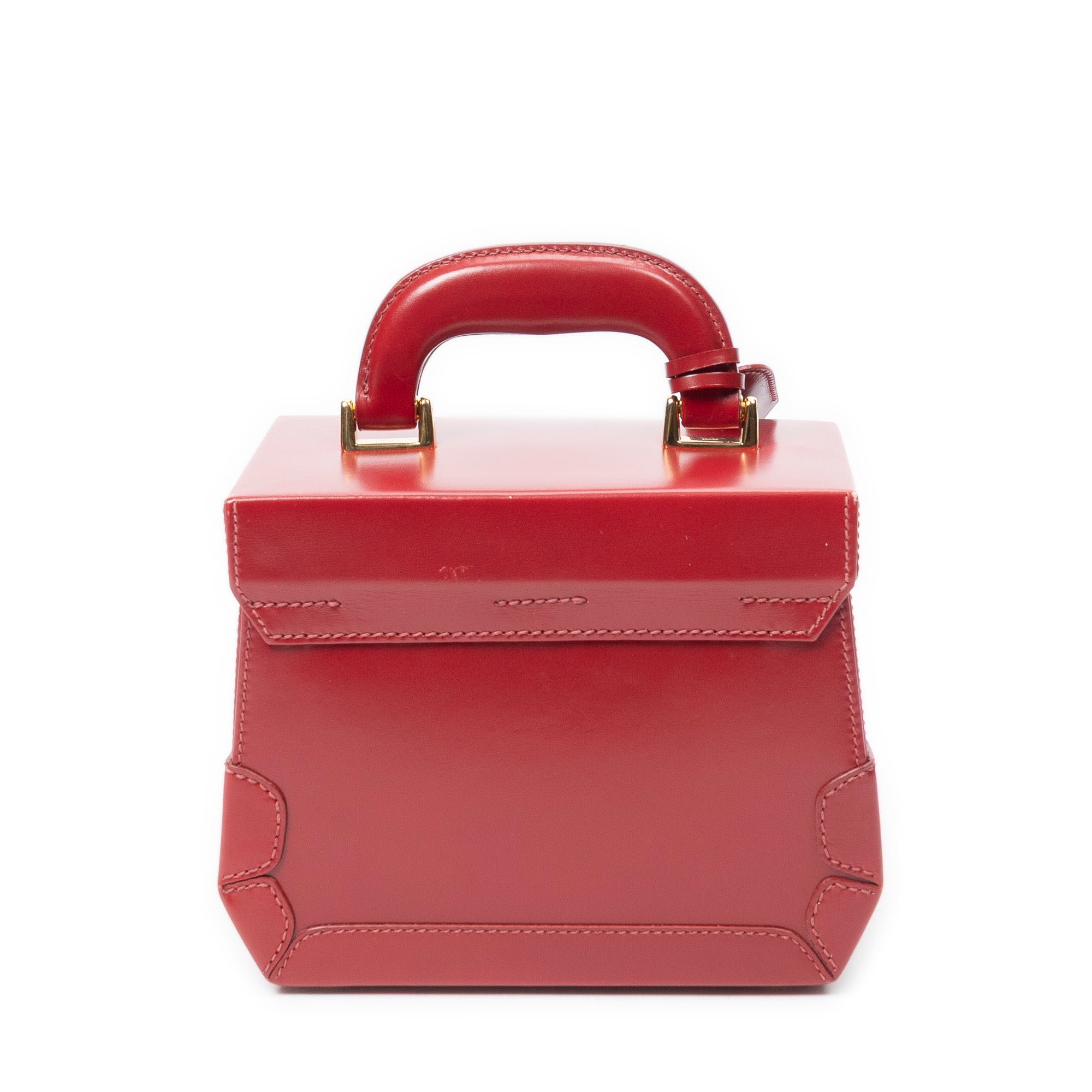 Handbag Lady Lock Vanity Bag Red Smooth Calfskin Leather