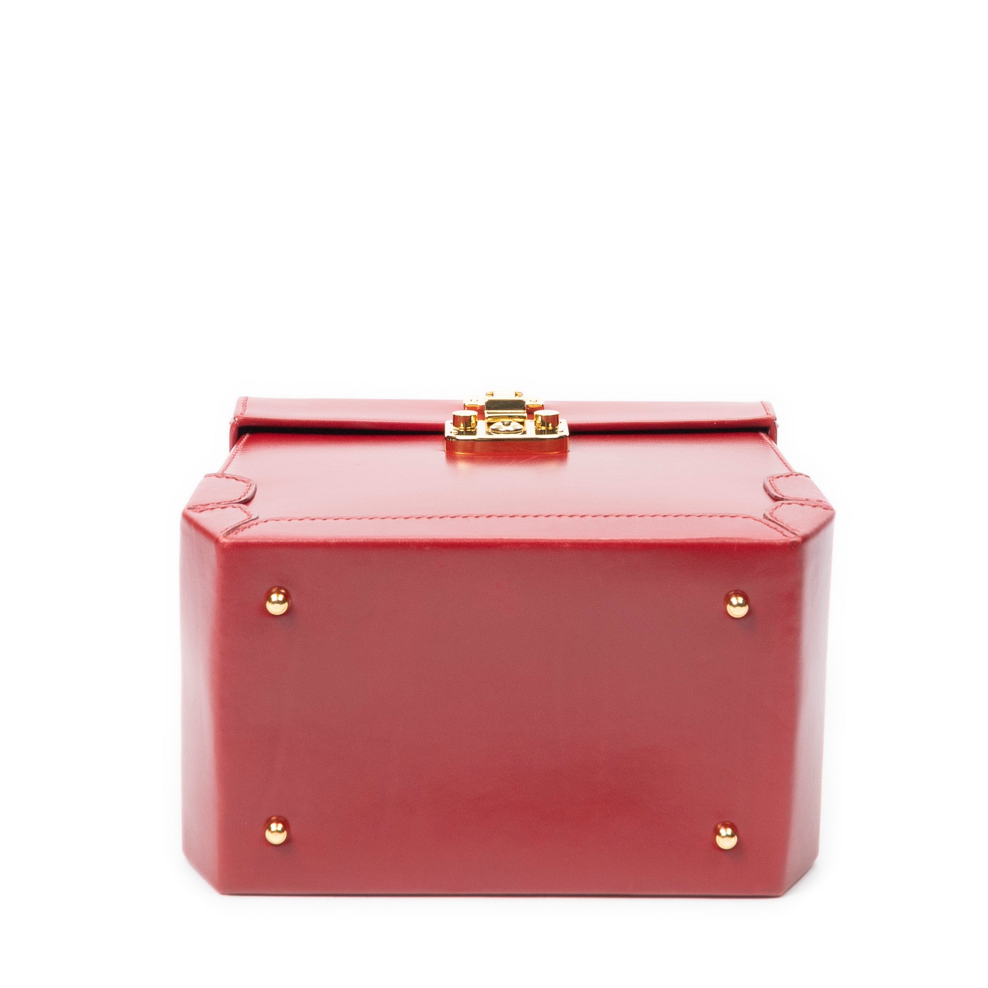 Handbag Lady Lock Vanity Bag Red Smooth Calfskin Leather