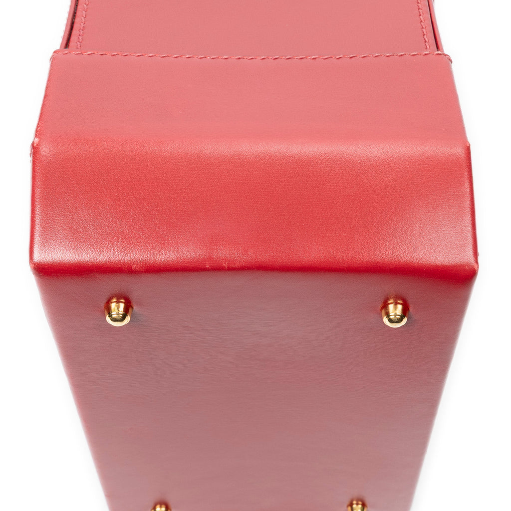Handbag Lady Lock Vanity Bag Red Smooth Calfskin Leather