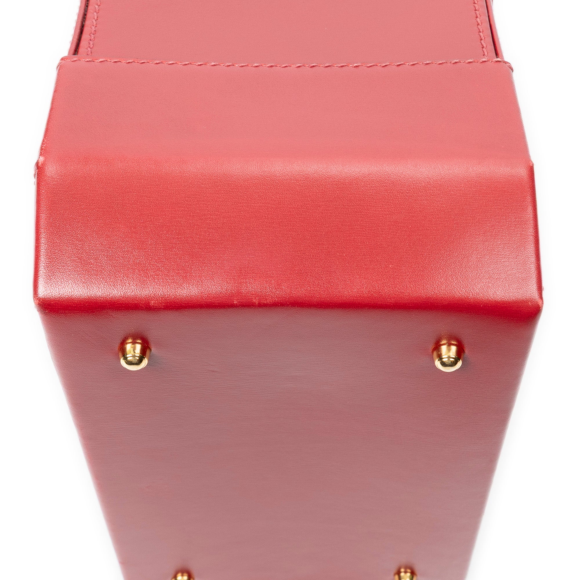 Handbag Lady Lock Vanity Bag Red Smooth Calfskin Leather