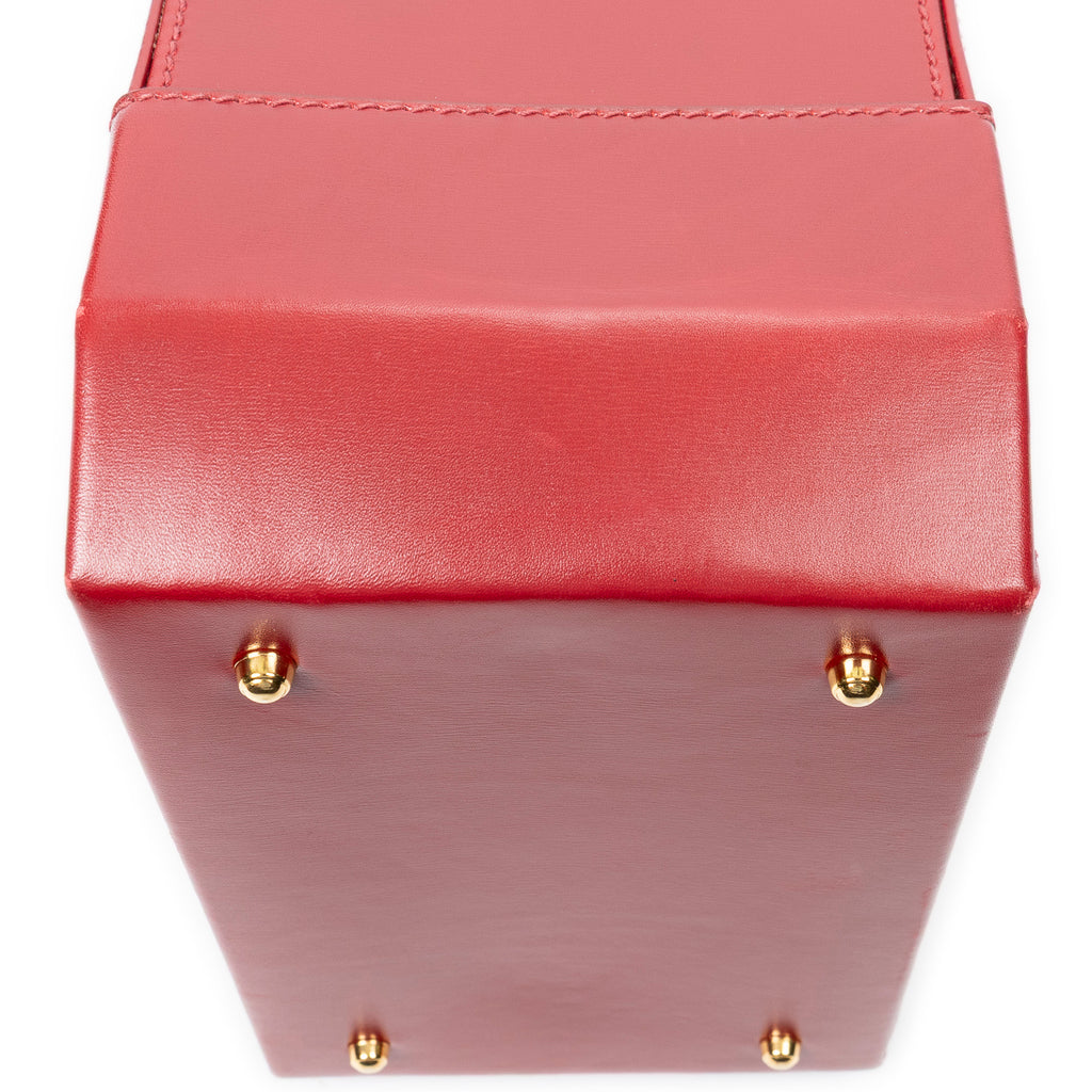 Handbag Lady Lock Vanity Bag Red Smooth Calfskin Leather