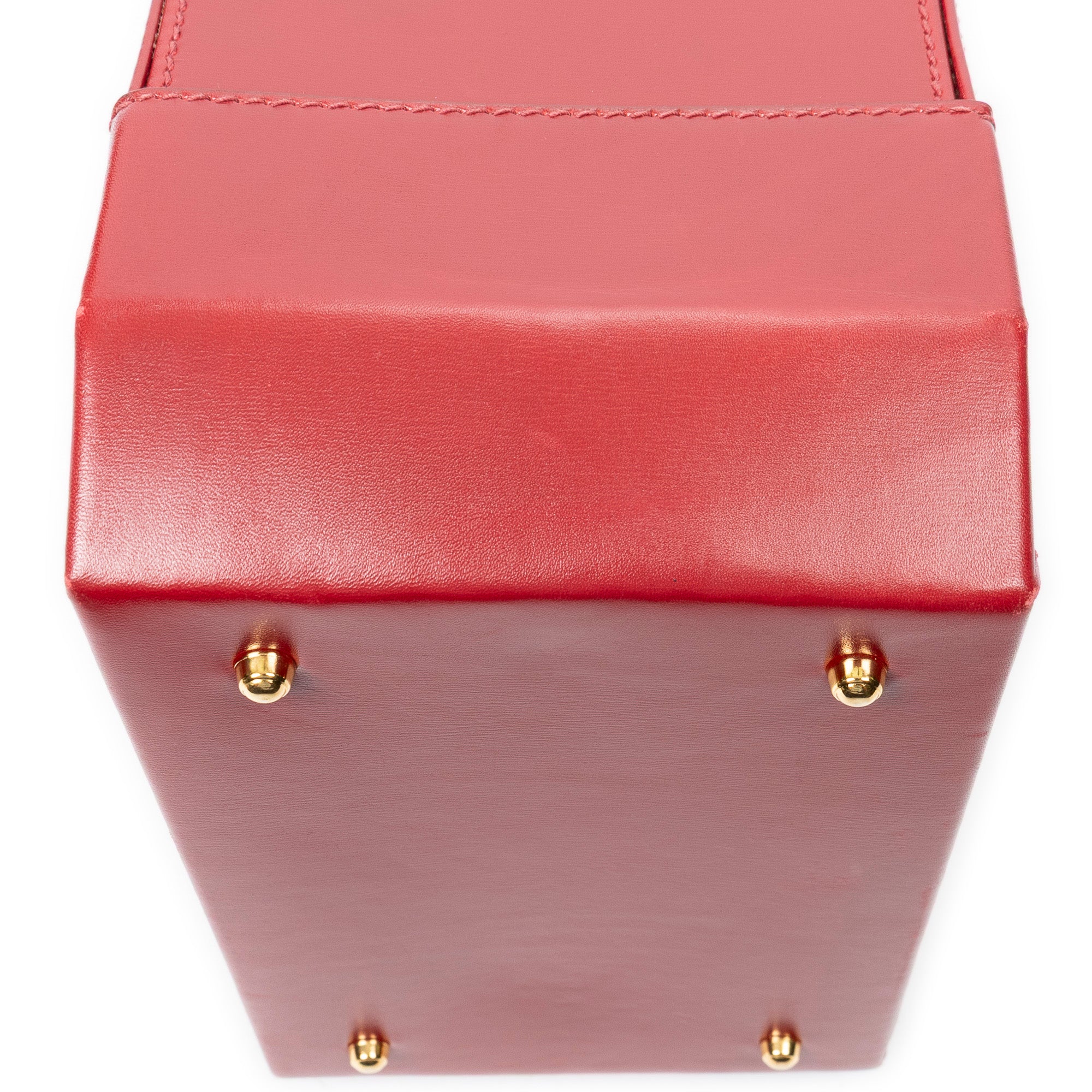 Handbag Lady Lock Vanity Bag Red Smooth Calfskin Leather