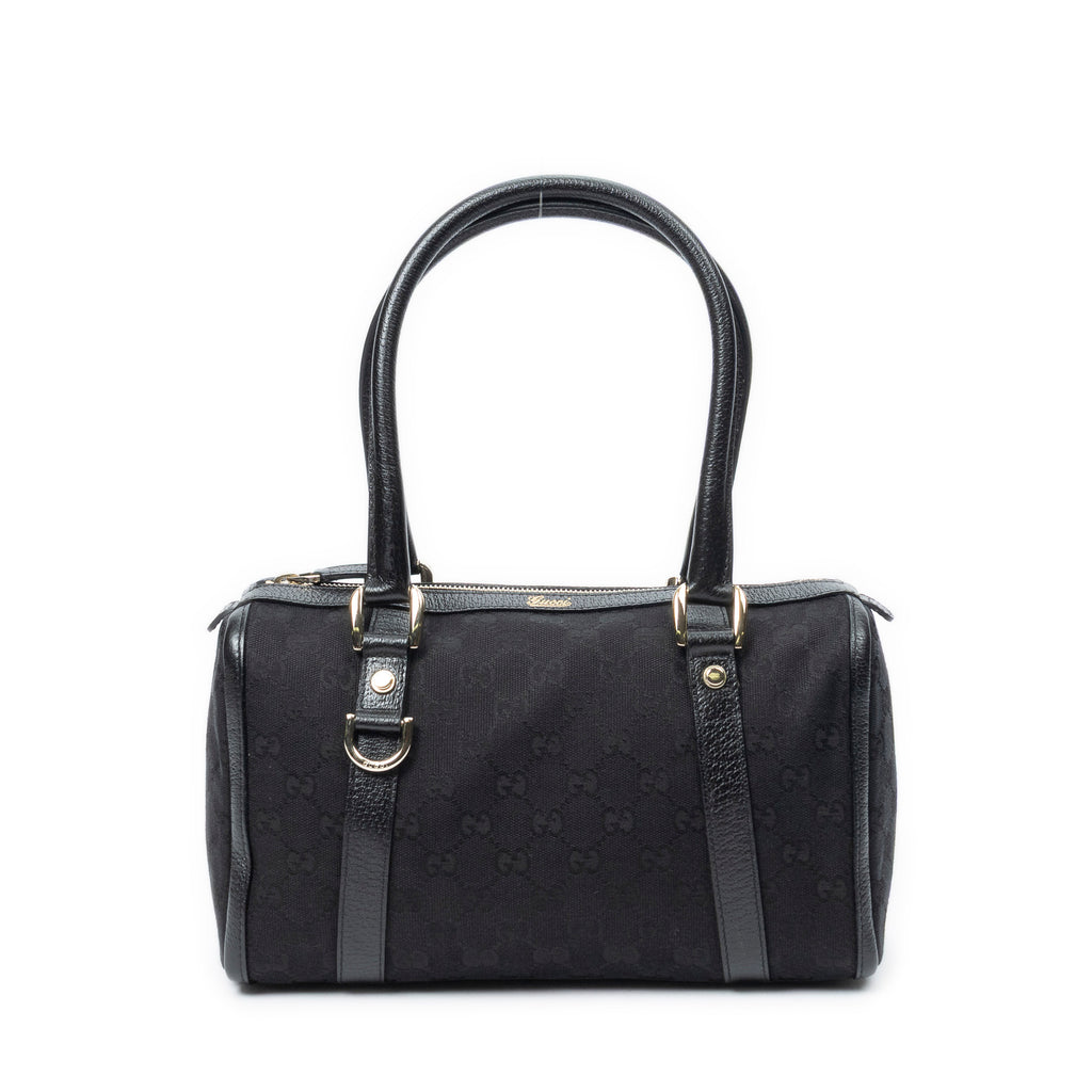 Shoulder Bag Abbey Boston Black Monogrammed Canvas
