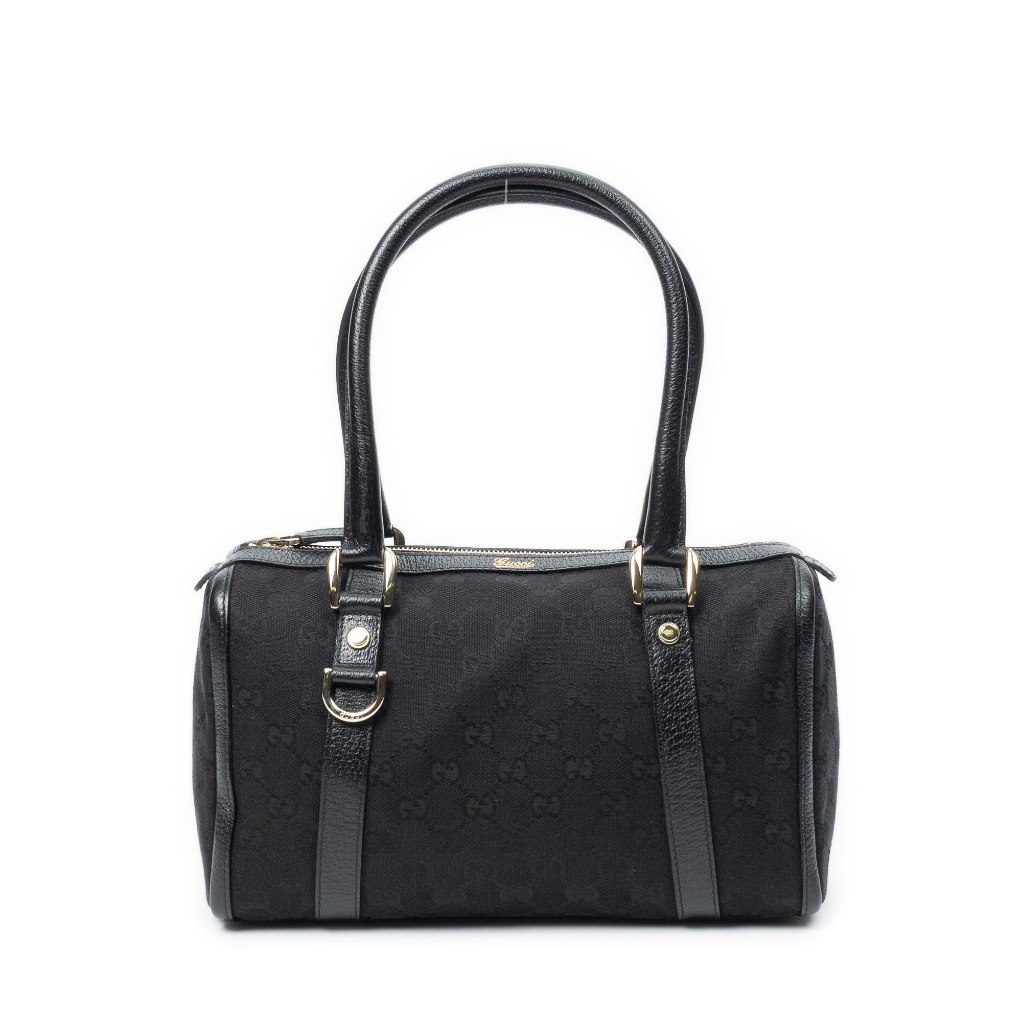 Shoulder Bag Abbey Boston Black Monogrammed Canvas