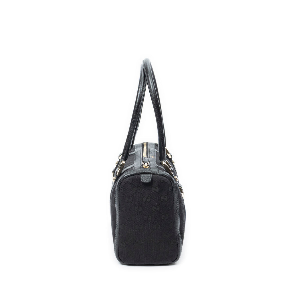 Shoulder Bag Abbey Boston Black Monogrammed Canvas
