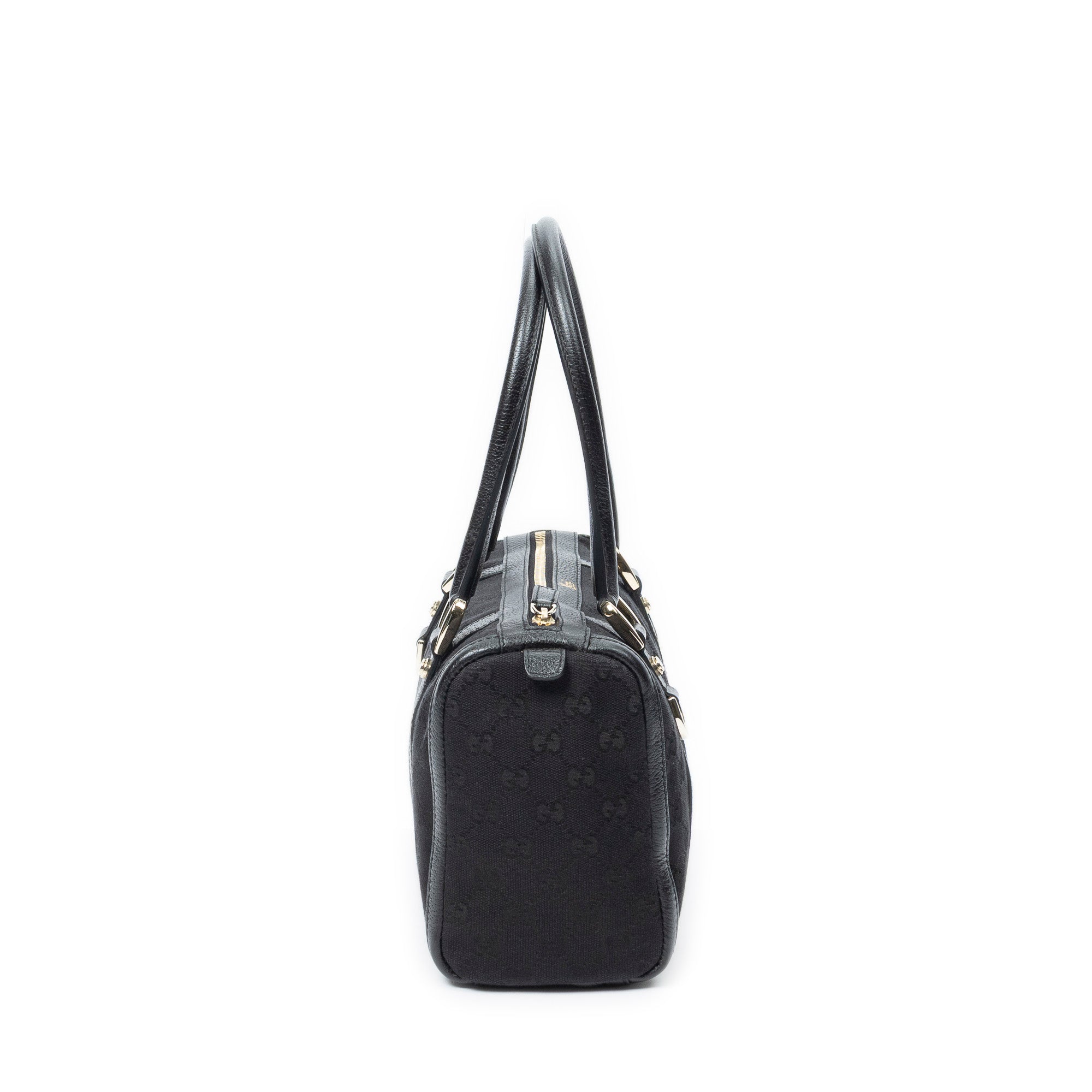 Shoulder Bag Abbey Boston Black Monogrammed Canvas