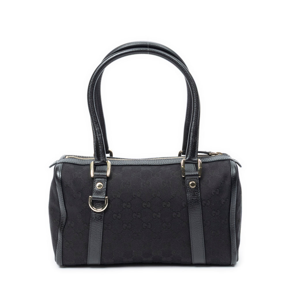 Shoulder Bag Abbey Boston Black Monogrammed Canvas