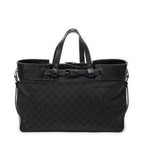 Shoulder Bag Horizontal Belt Tote Black Monogrammed Canvas